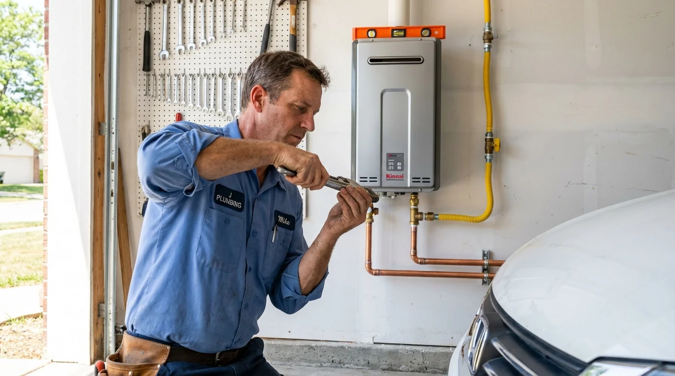 Tankless water heater installation by a Johns Plumbing LLC plumber in Imperial